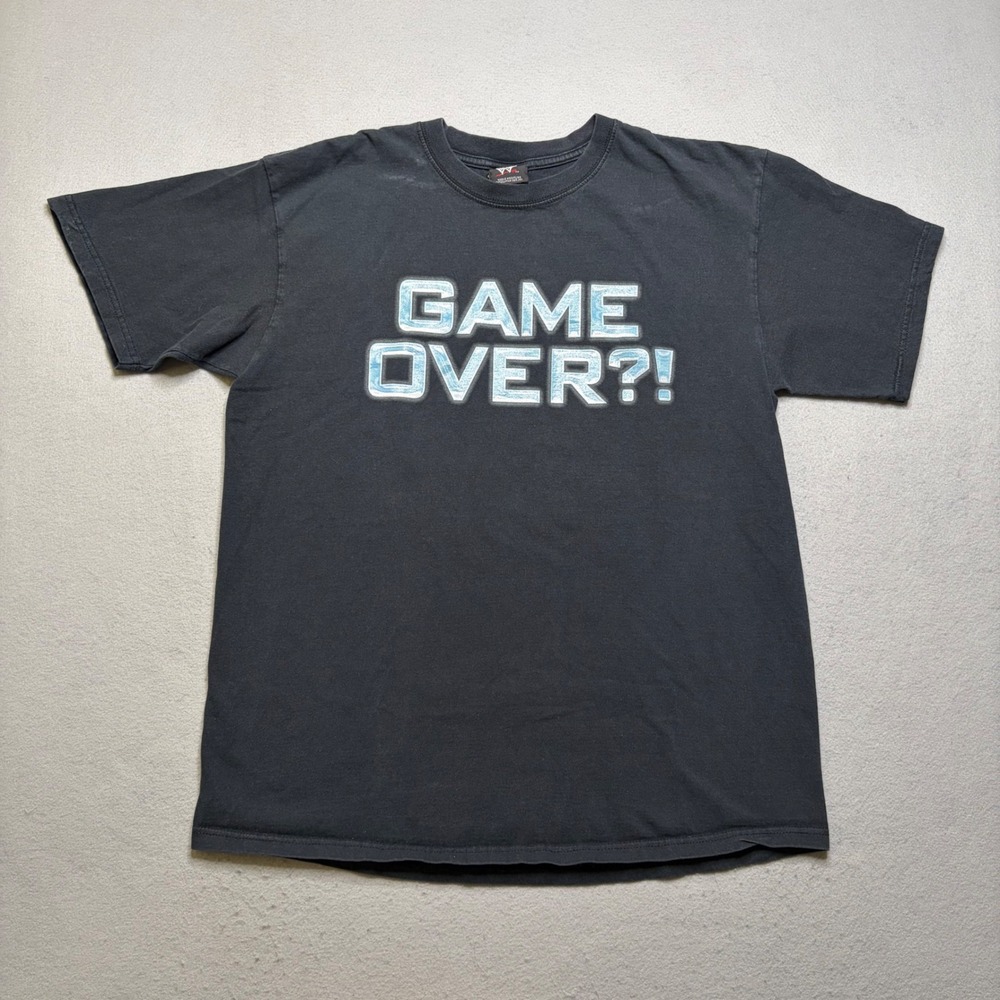 WWF T-Shirt Mens XL Black Triple H Game Over?! Vintage Y2K Wrestling Graphic Tee